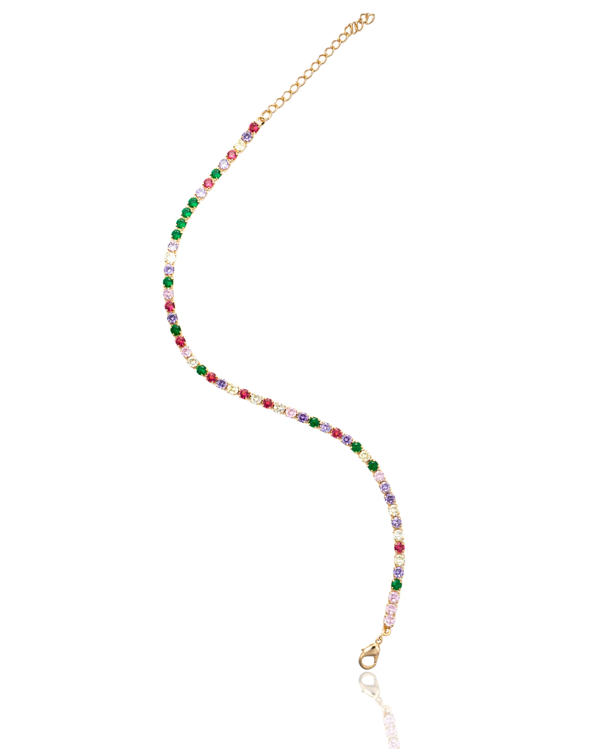 3mm Round Multicolor CZ Tennis Necklace (G209B/I437)