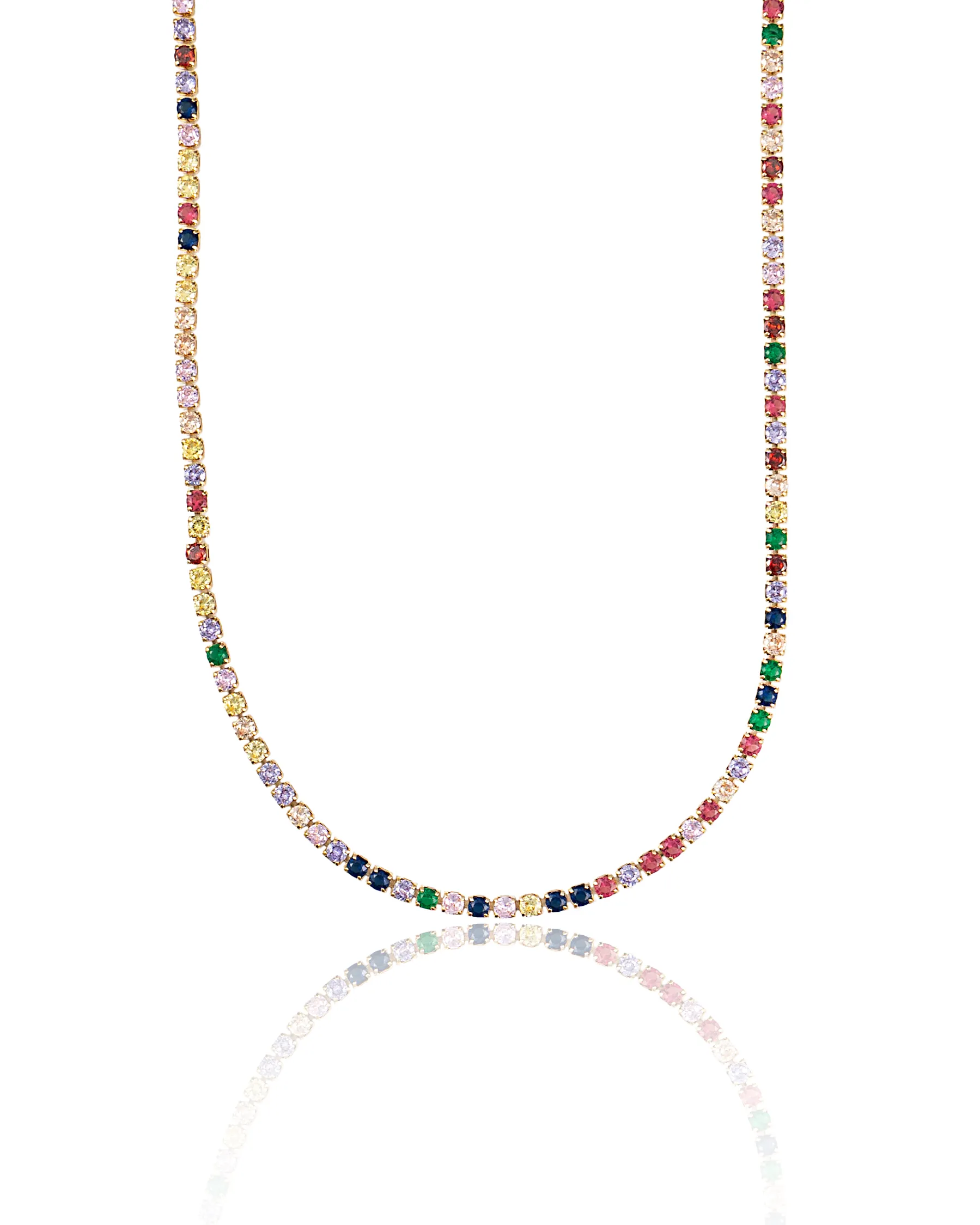 3mm Round Multicolor CZ Tennis Necklace (G209B/I437)