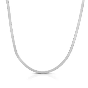 3mm White Gold Herringbone Chain Necklace