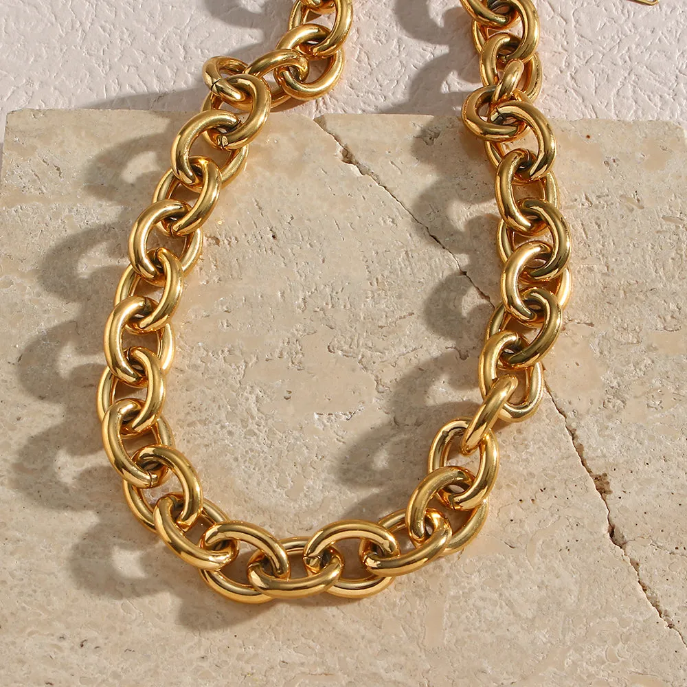 40cm-45cm 15mm Width Chunky Oval Link Chain Necklace