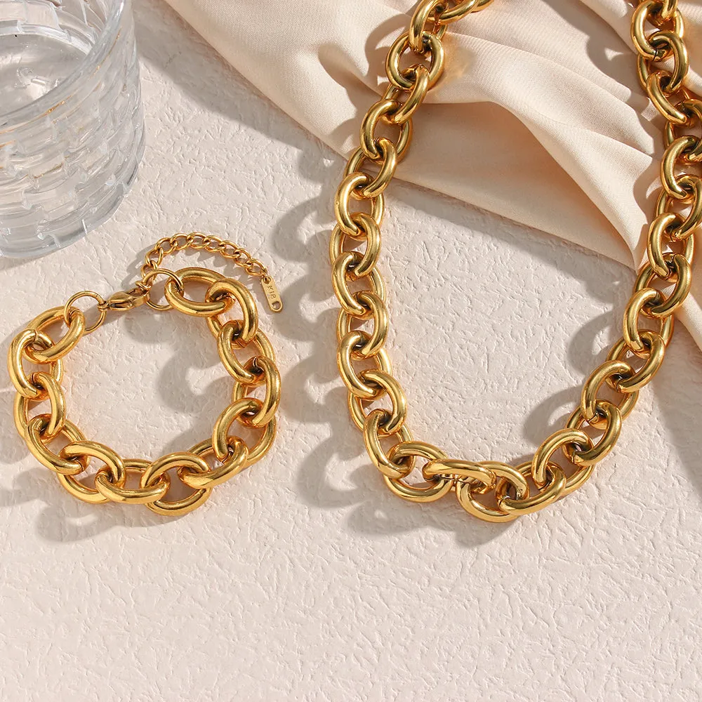 40cm-45cm 15mm Width Chunky Oval Link Chain Necklace