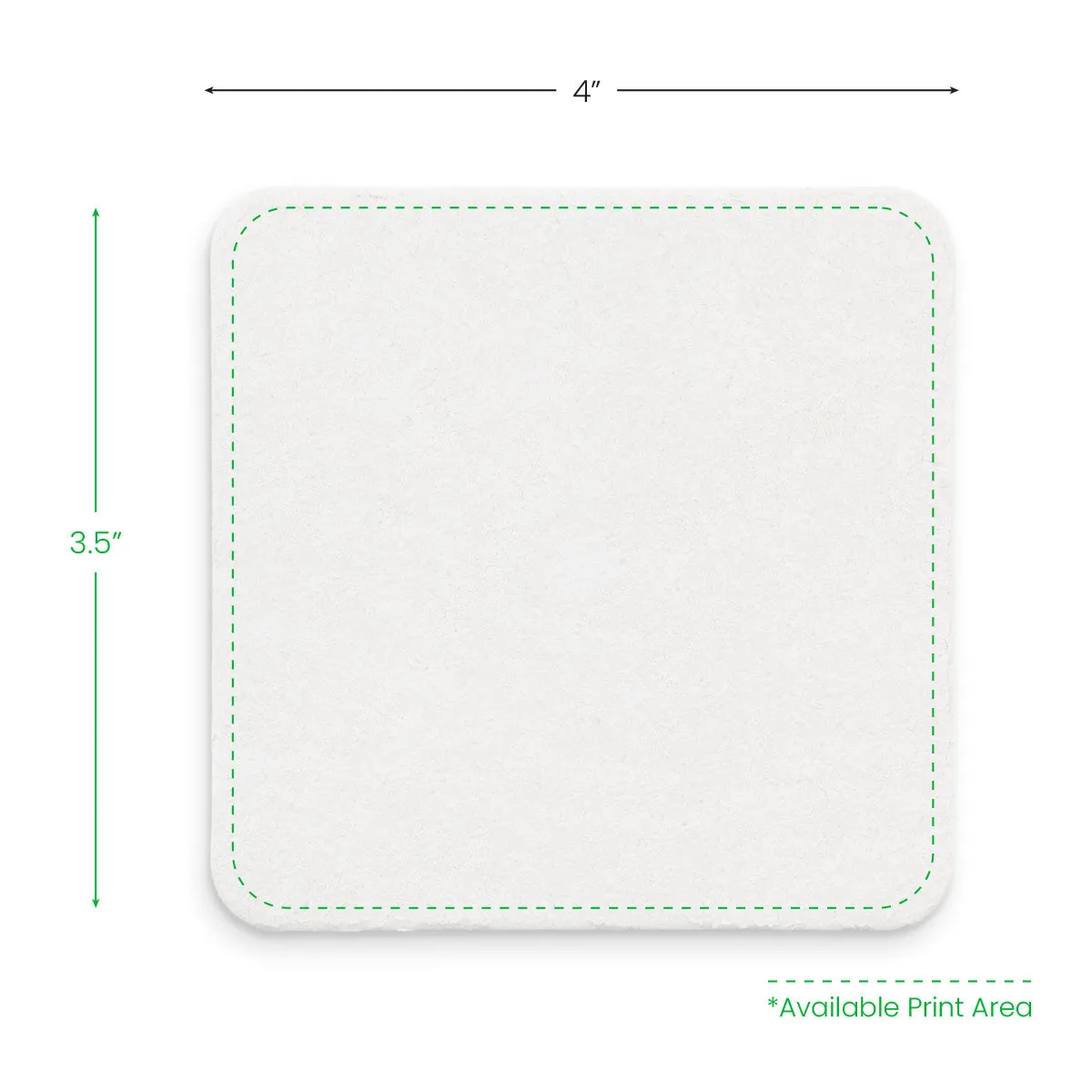 4" Square Custom Drink Coaster, Medium Weight w/ Double Sided Print