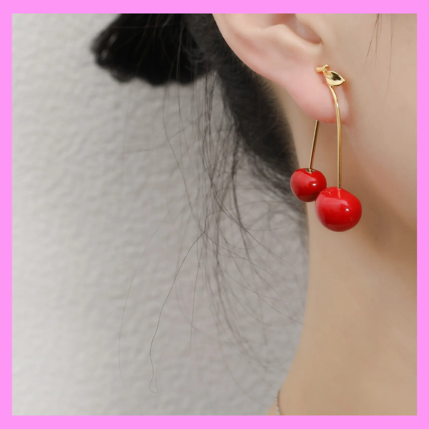 【6-35#】Cherry Earrings for female fashion daily engagement wedding anniversary birthday present