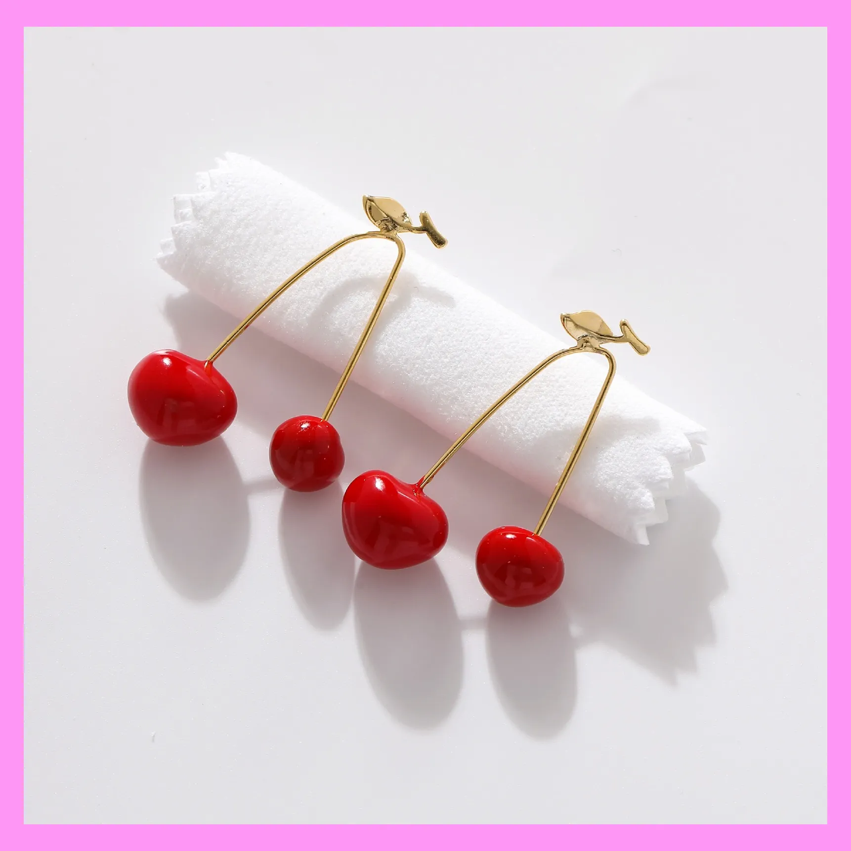 【6-35#】Cherry Earrings for female fashion daily engagement wedding anniversary birthday present