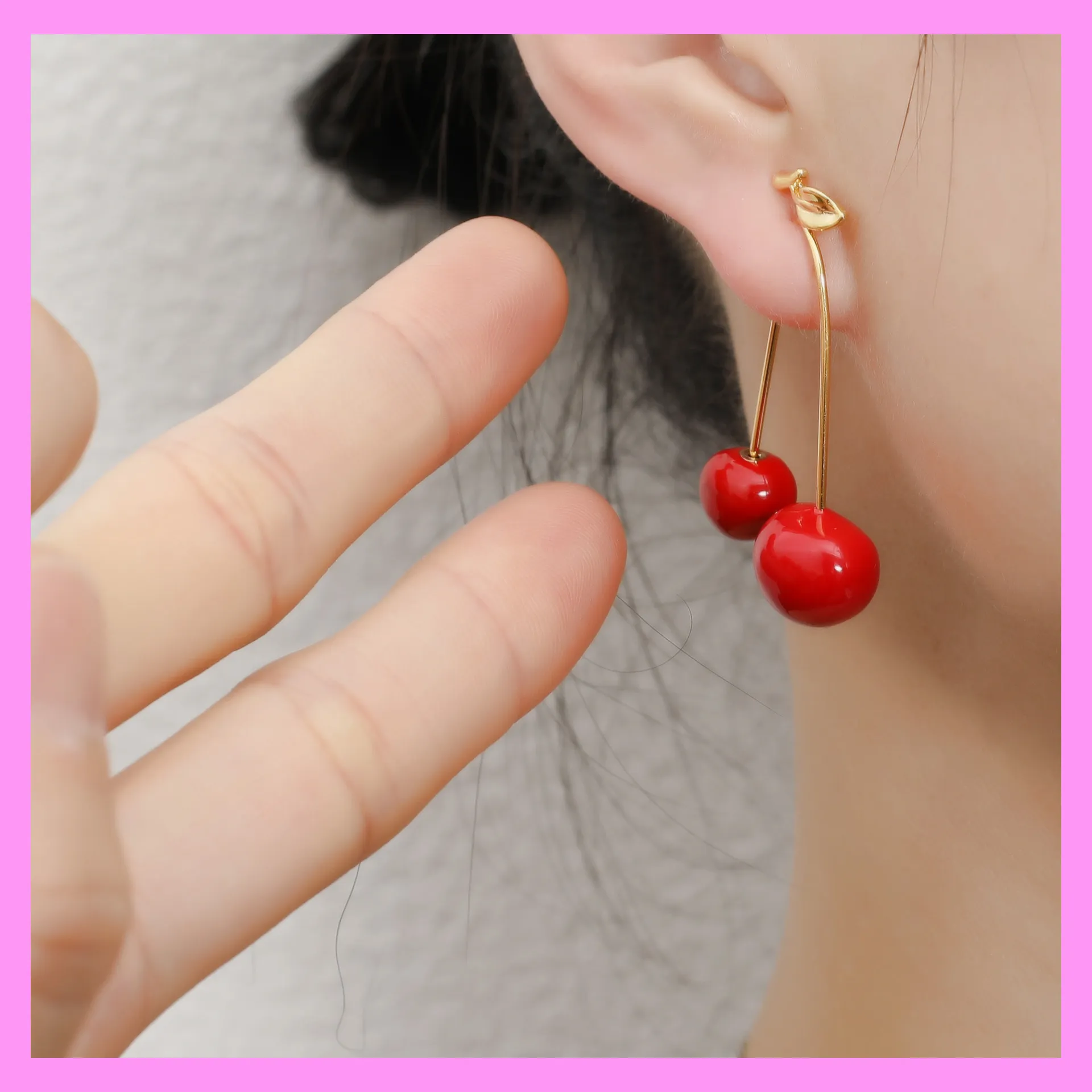 【6-35#】Cherry Earrings for female fashion daily engagement wedding anniversary birthday present