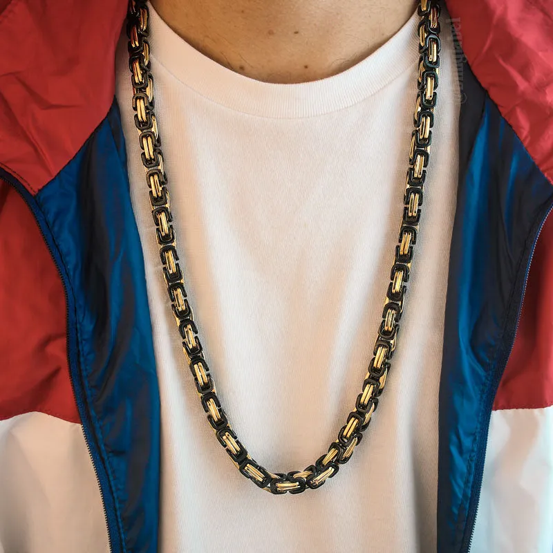 8mm Byzantine Chain in Gold & Black