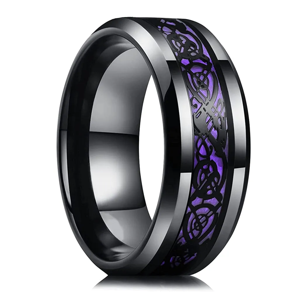 8mm Men Stainless Steel Celtic Dragon Ring