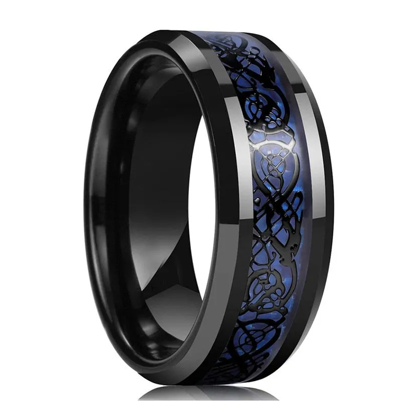 8mm Men Stainless Steel Celtic Dragon Ring