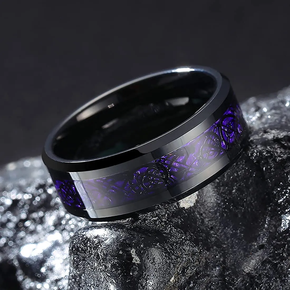 8mm Men Stainless Steel Celtic Dragon Ring