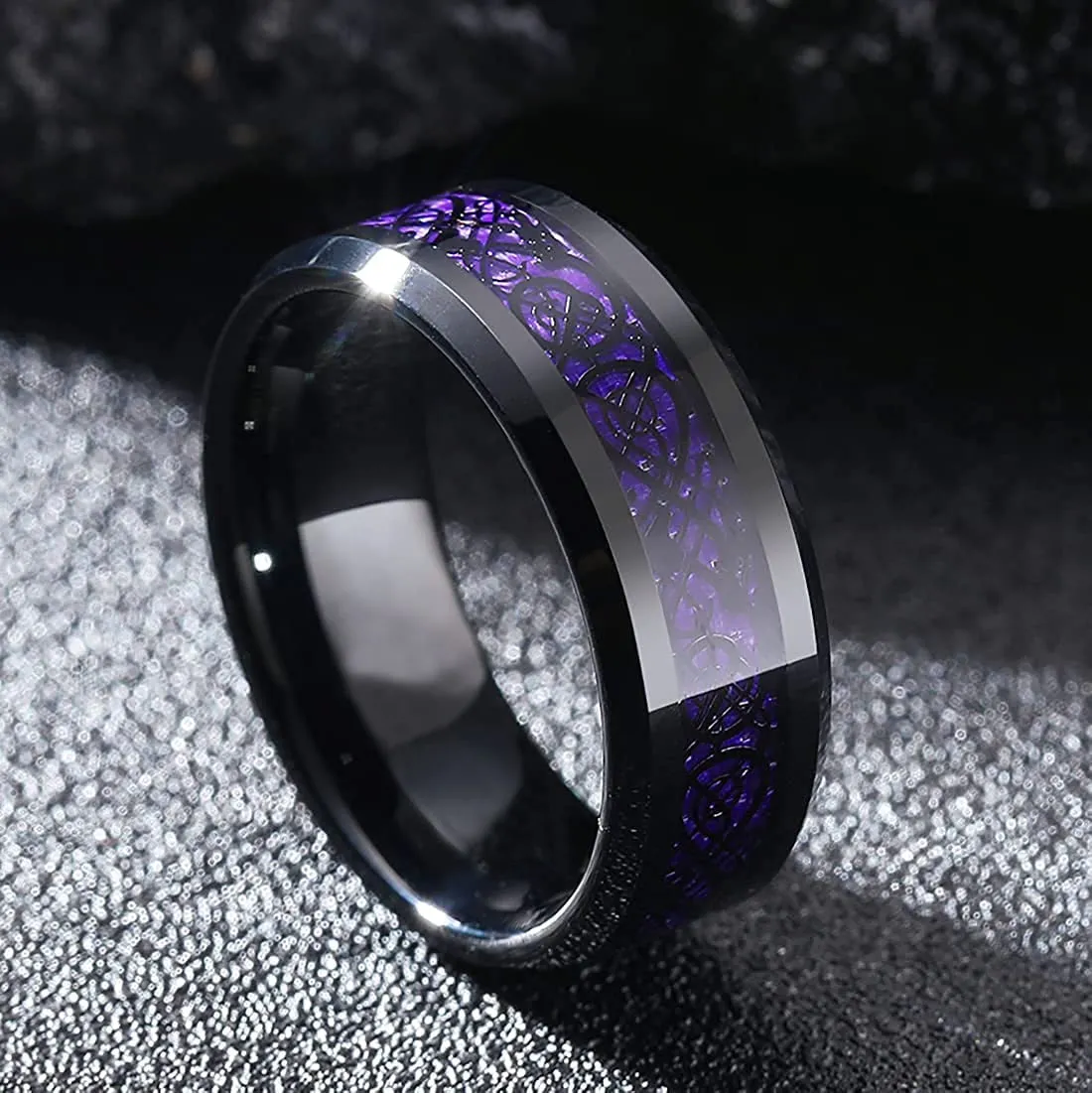 8mm Men Stainless Steel Celtic Dragon Ring