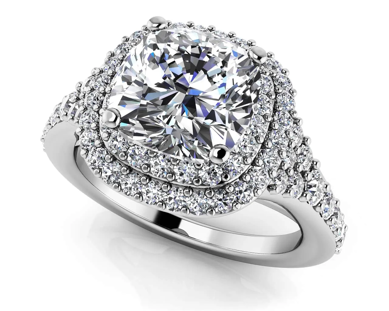 Andrea Love Cushion Cut Lab-Grown Diamond Engagement Ring with 2.11 ct. (1.50 ct. center diamond)