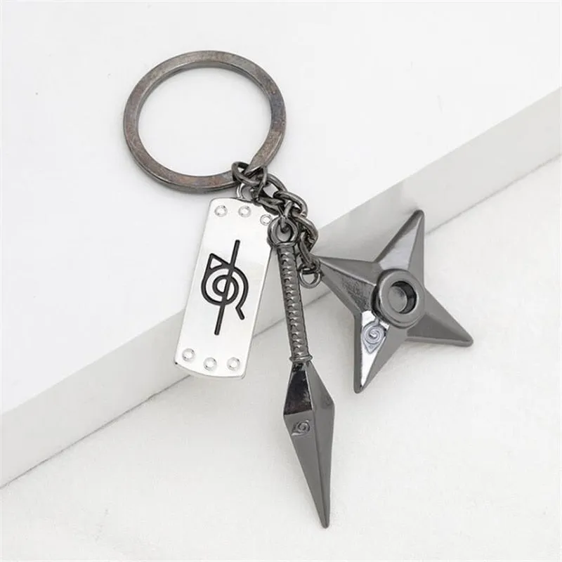 Anime Keychain Red Cloud Ninja Kunai Weapon Modle Keyring Pendant Key Chain Goth Fashion For Fans Women Men Jewelry Gift