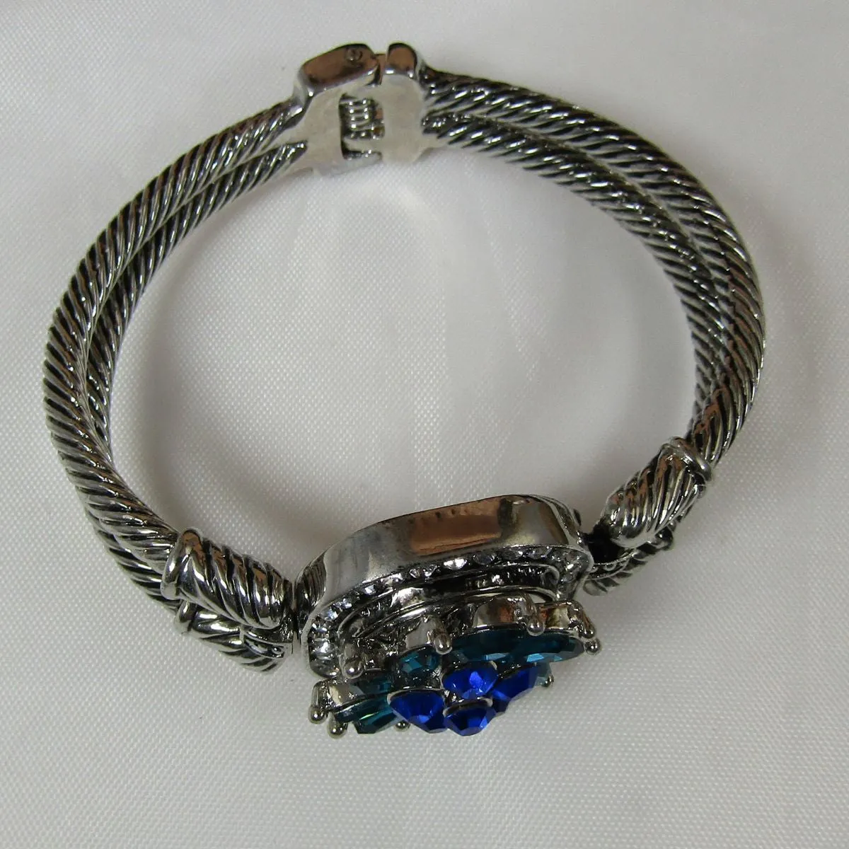 Aqua & Blue Crystal Cuff Bangle Bracelet