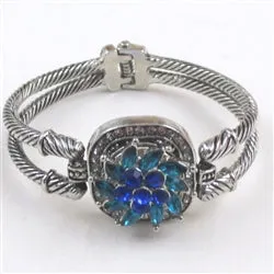 Aqua & Blue Crystal Cuff Bangle Bracelet