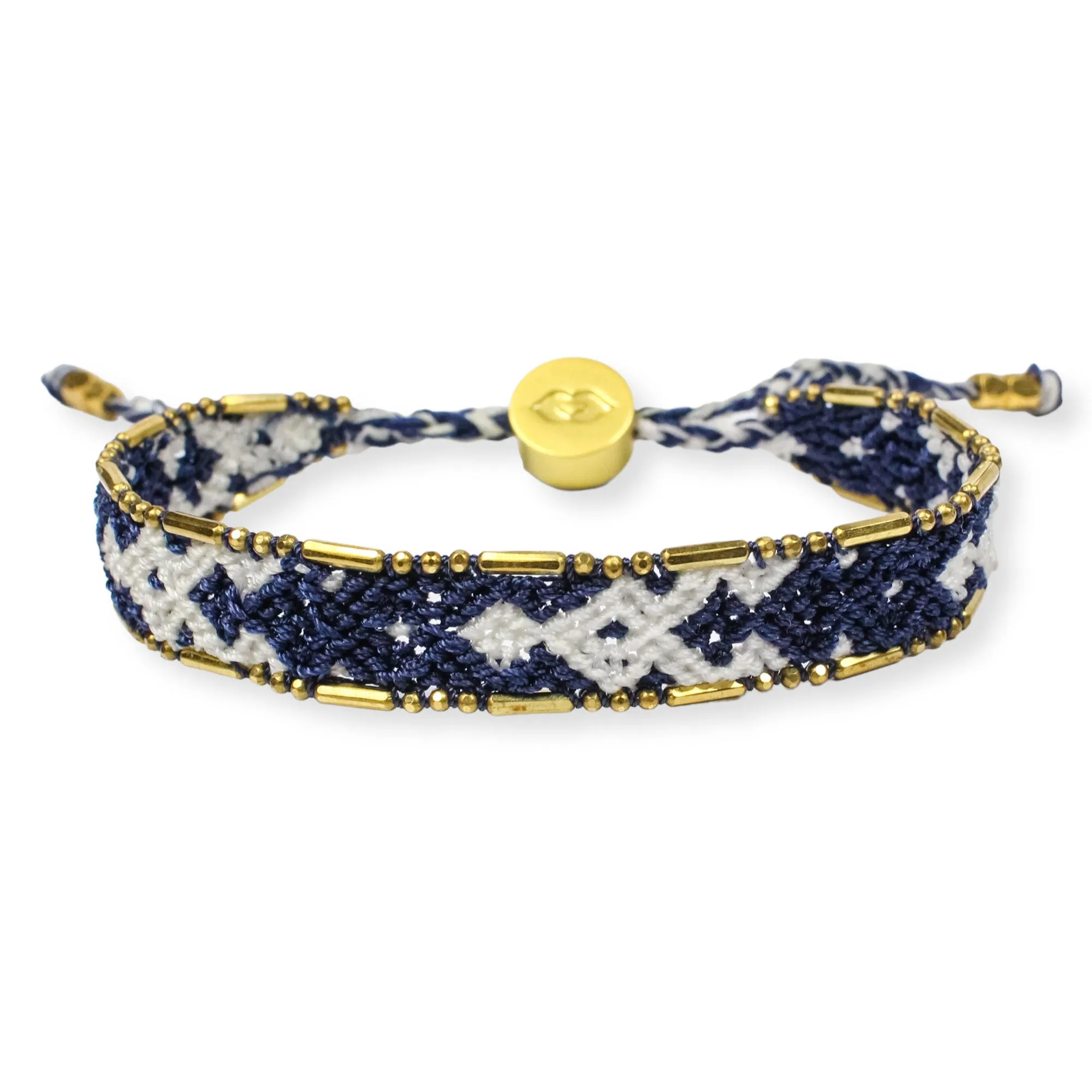 Bali Friendship Bracelet - Navy and White