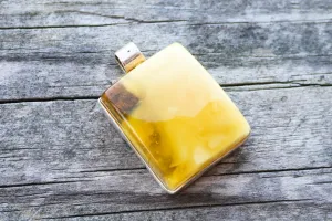 Baltic Amber Pendant Butterscotch Cloudy Rectangle Natural Untreated Unisex Jewelry 1.5" 15.1 gram 925 Silver