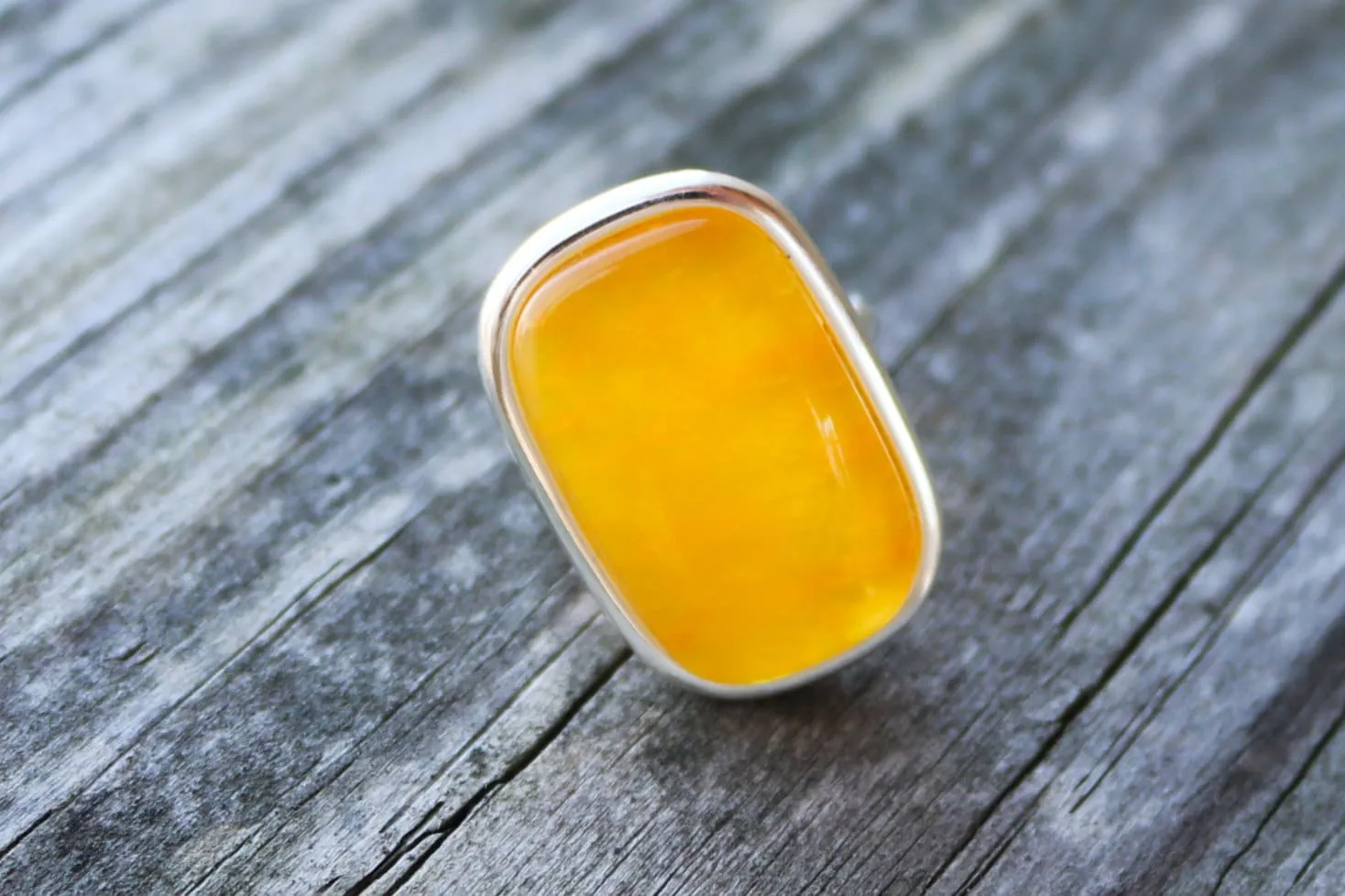 Baltic Amber Ring Butterscotch Adjustable Octagon Natural Jewelry 925 Silver 10.7 gram