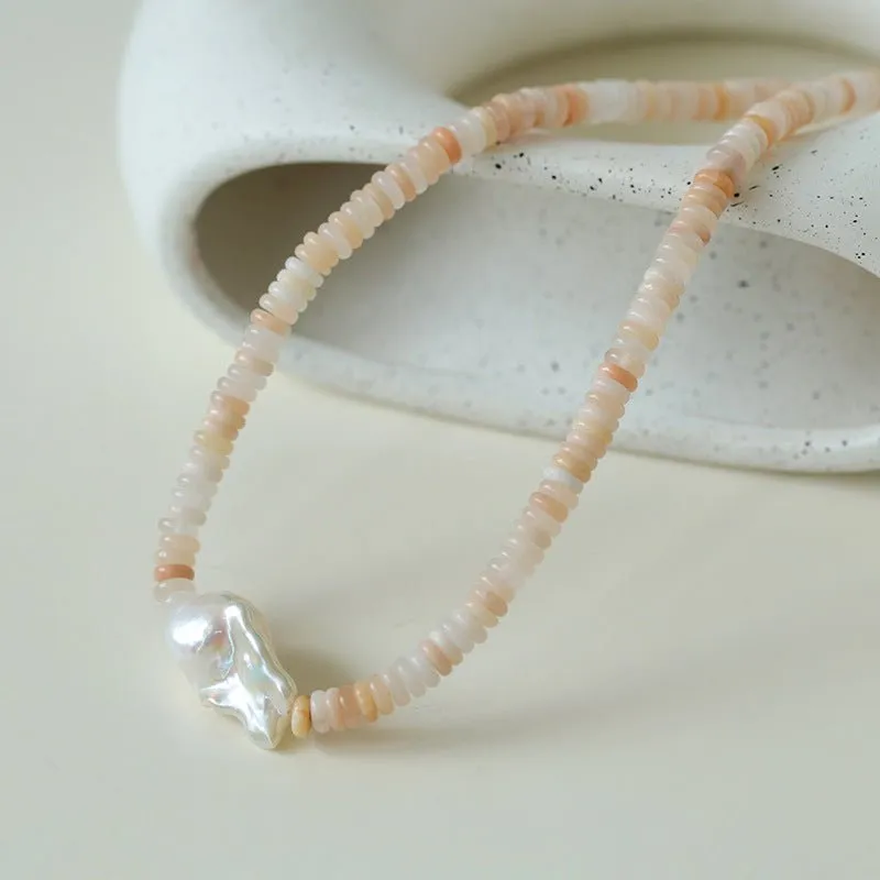 Baroque Pearl Blush Beaded Collar Necklace