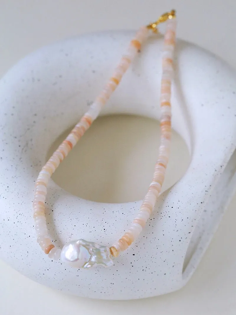 Baroque Pearl Blush Beaded Collar Necklace