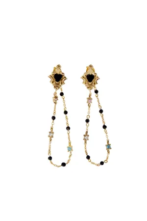 BEADED CHAIN STUDS GOLD BRASS