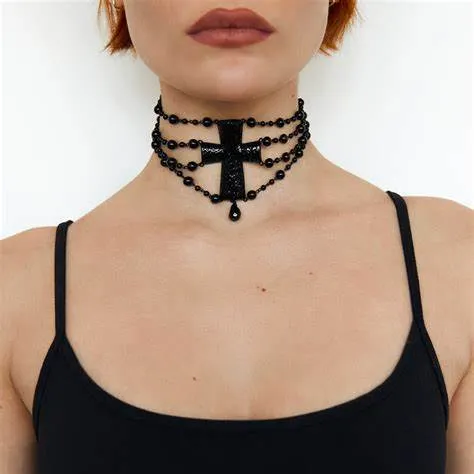 BEADED CROSS CHOKER (MIRROR PALAIS X THE M JEWELERS)