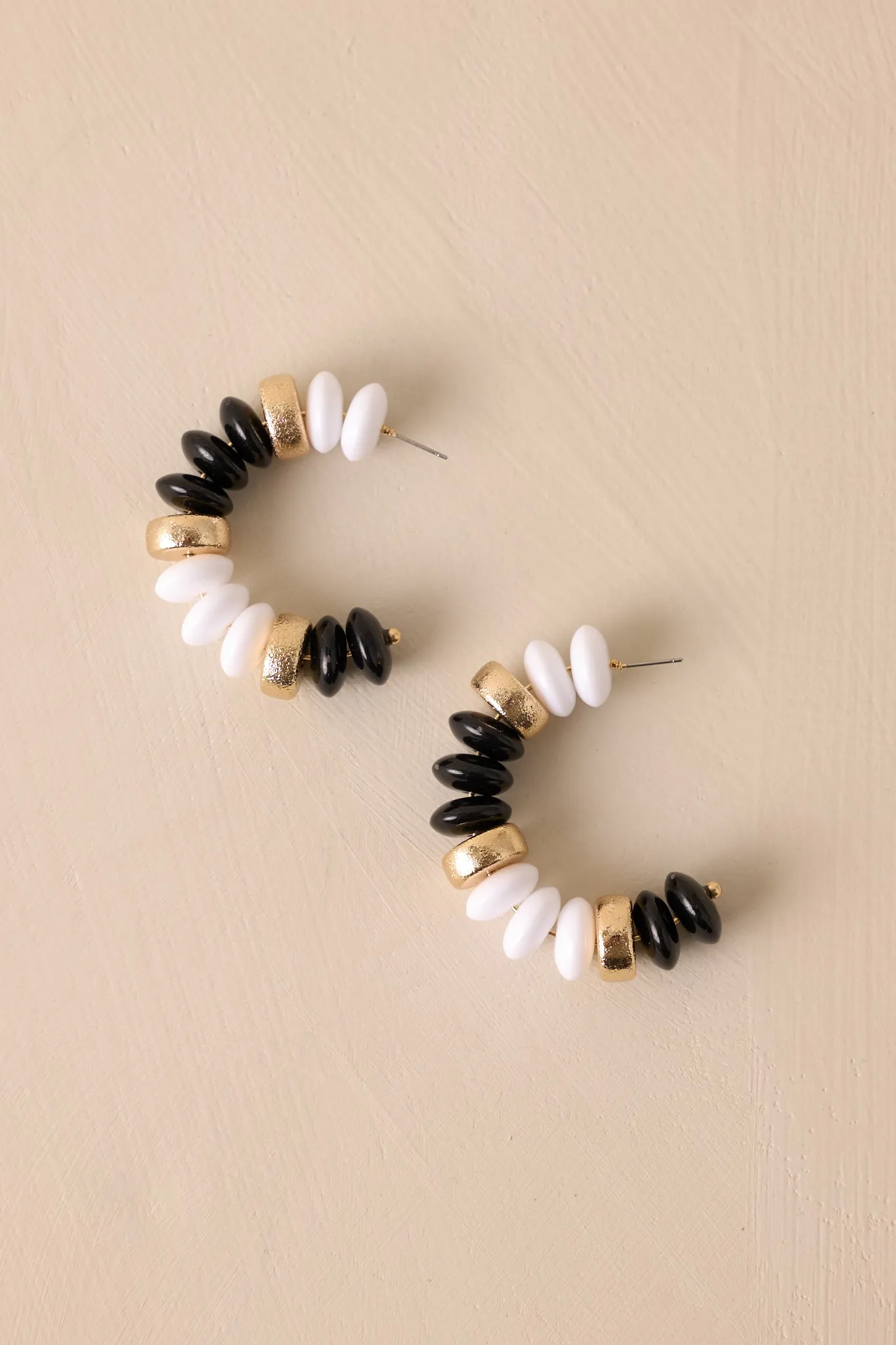 Bell Bottom Blues Black Beaded Hoop Earrings