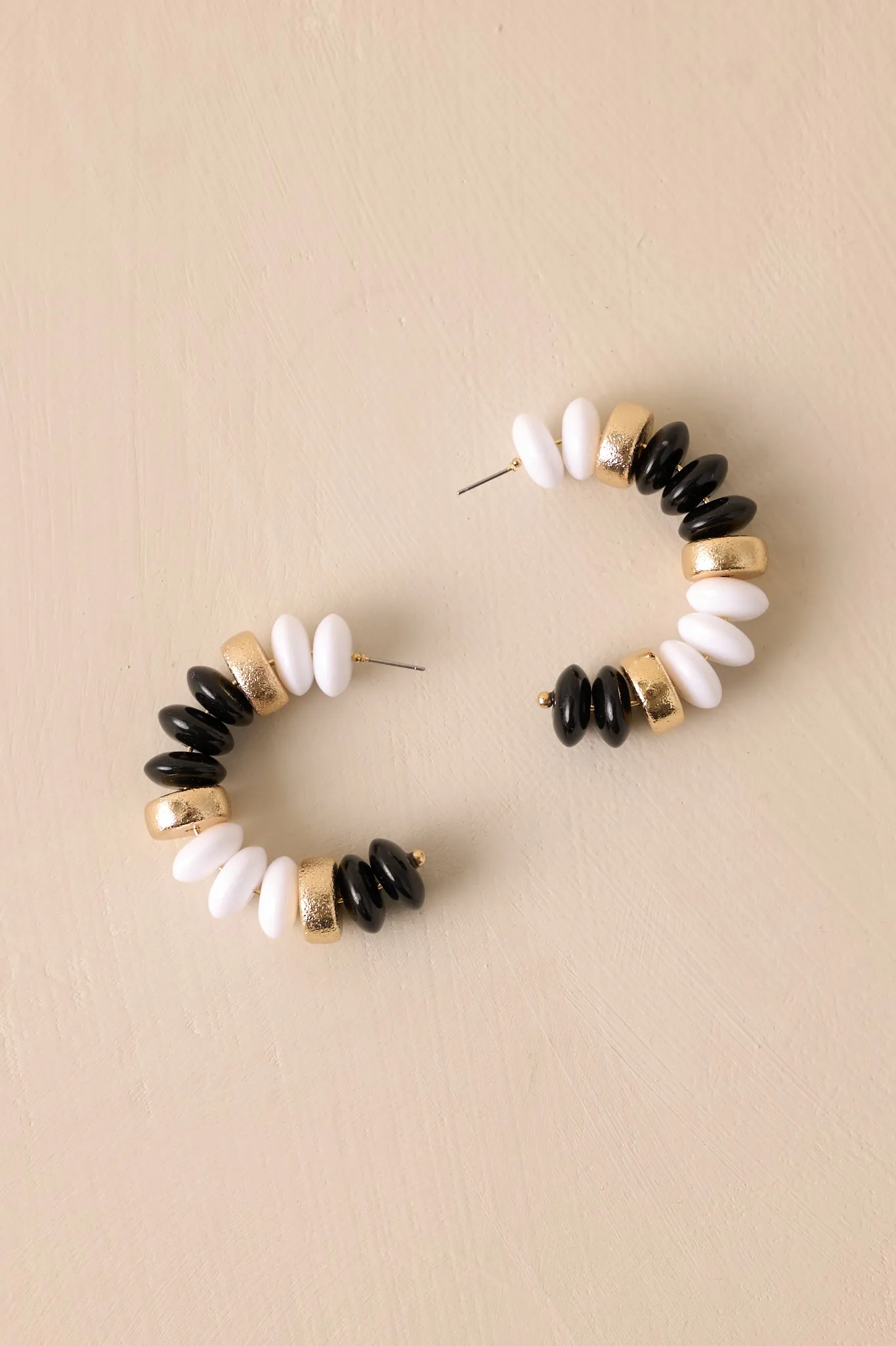 Bell Bottom Blues Black Beaded Hoop Earrings