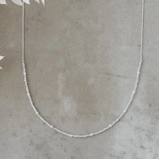 Beth Necklace - Silver Plated / Moonstone / Pearl