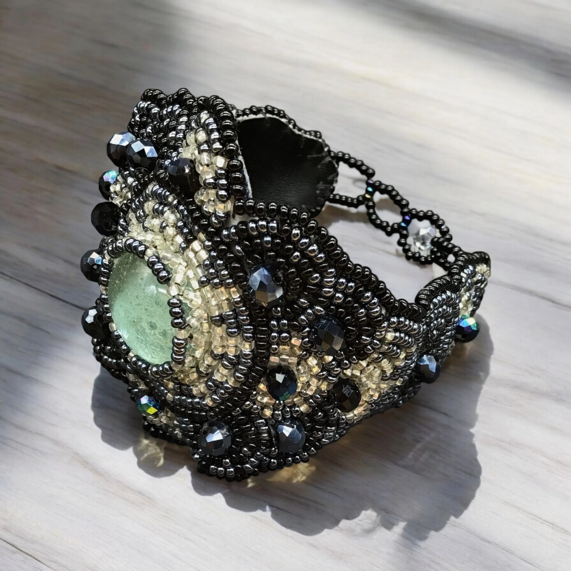 Black Handmade Beaded Bracelet