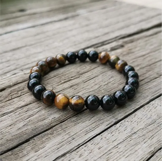 Black Onyx & Tigers Eye Bracelet/Necklace/Mala Set