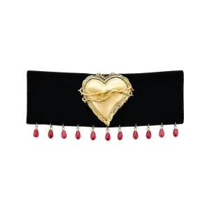 BLEEDING SACRED HEART VELVET CHOKER (MIRROR PALAIS X THE M JEWELERS)