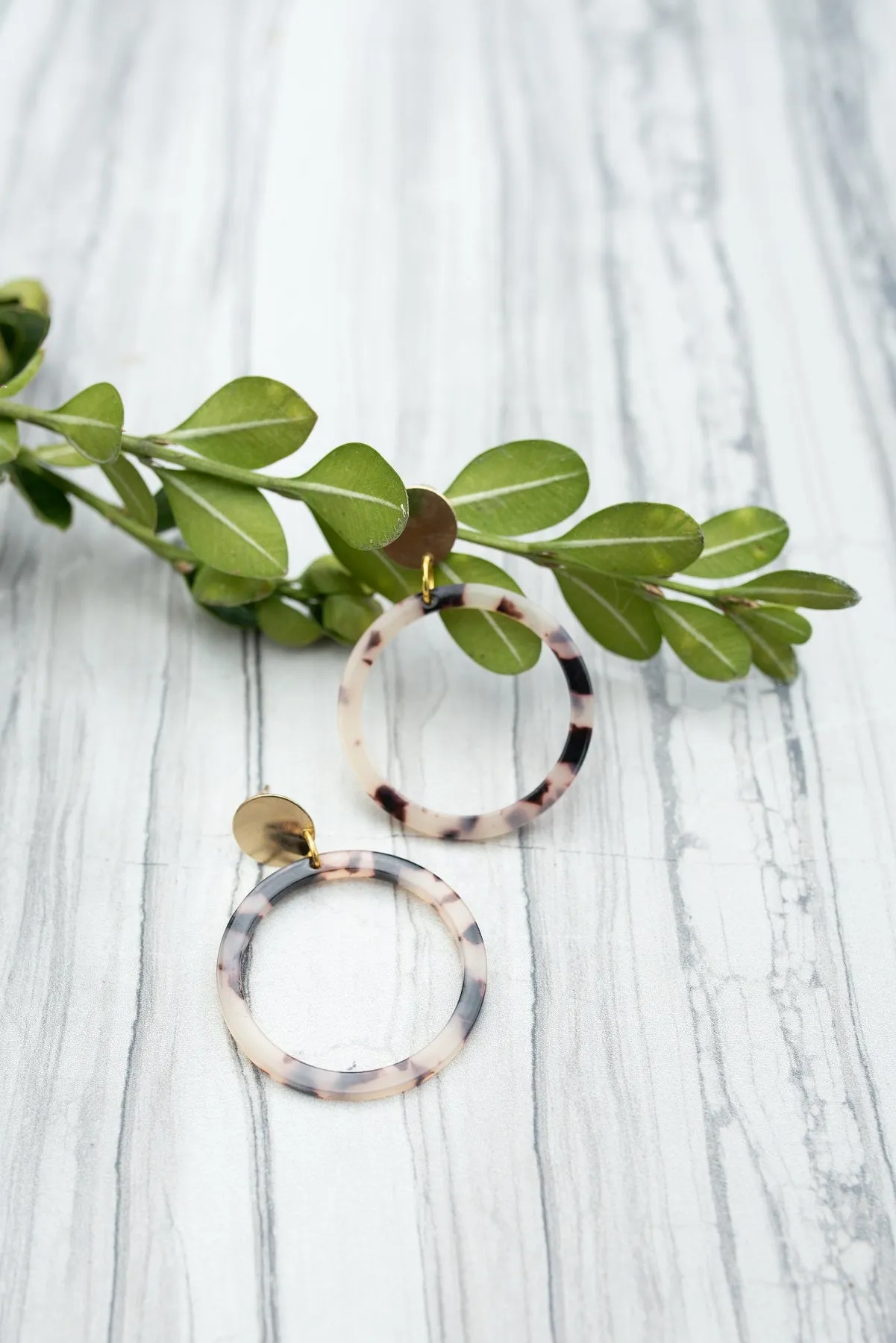 Blush Tortoise Hoop Earrings