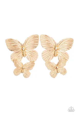 Blushing Butterflies Gold Earrings - Paparazzi Accessories