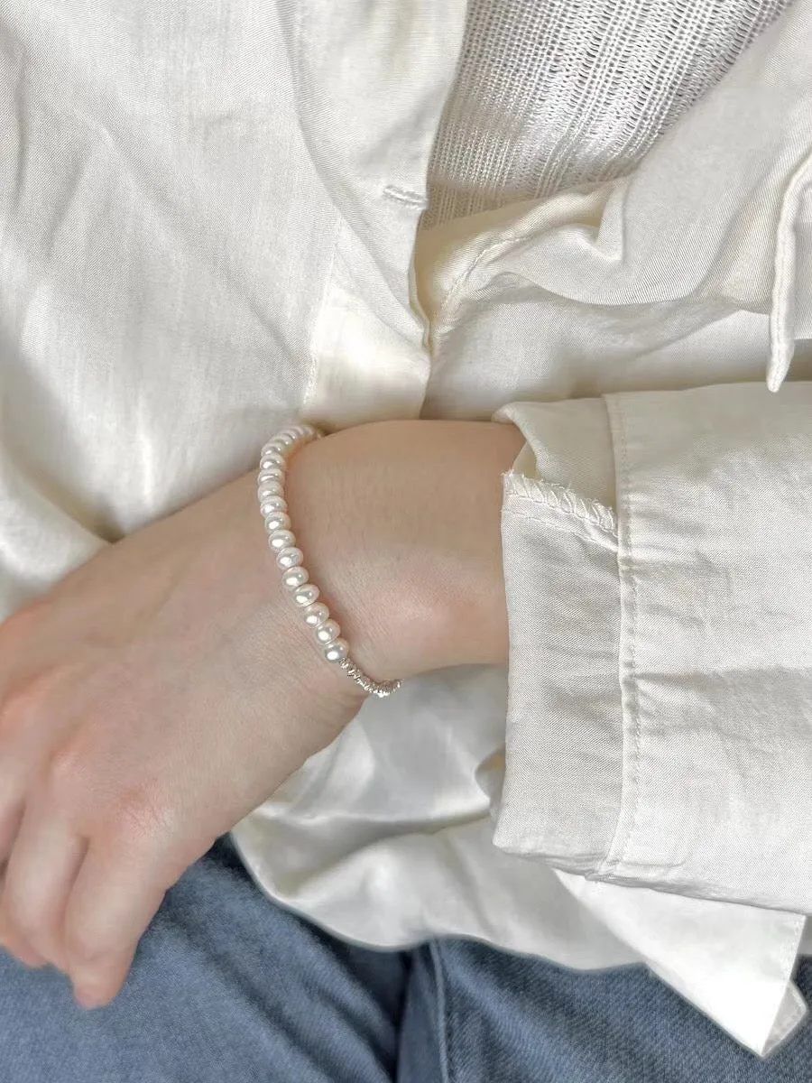 Broken Silver Natural Pearl Bracelet / Necklace