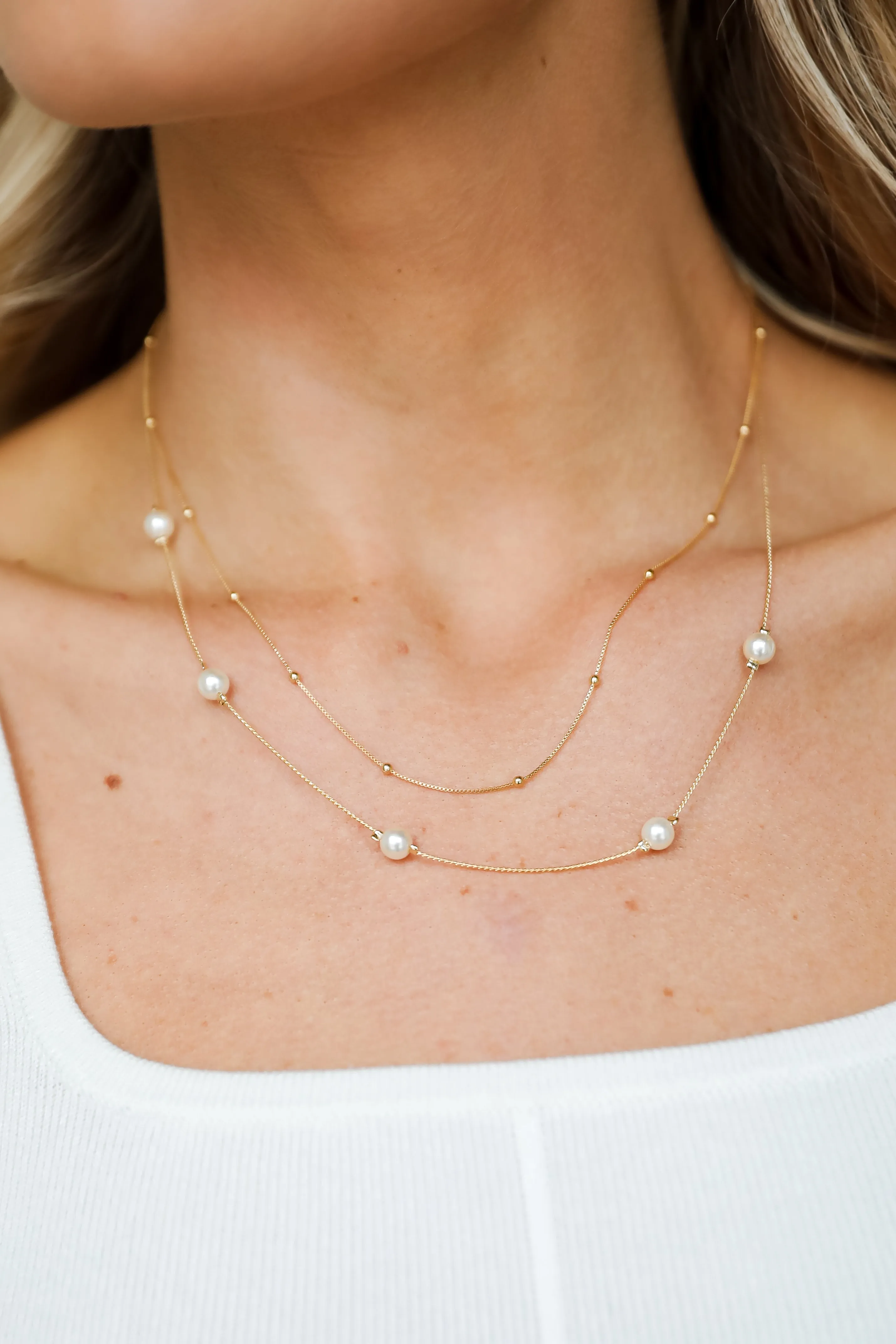 Brooke Gold Peal Layered Necklace