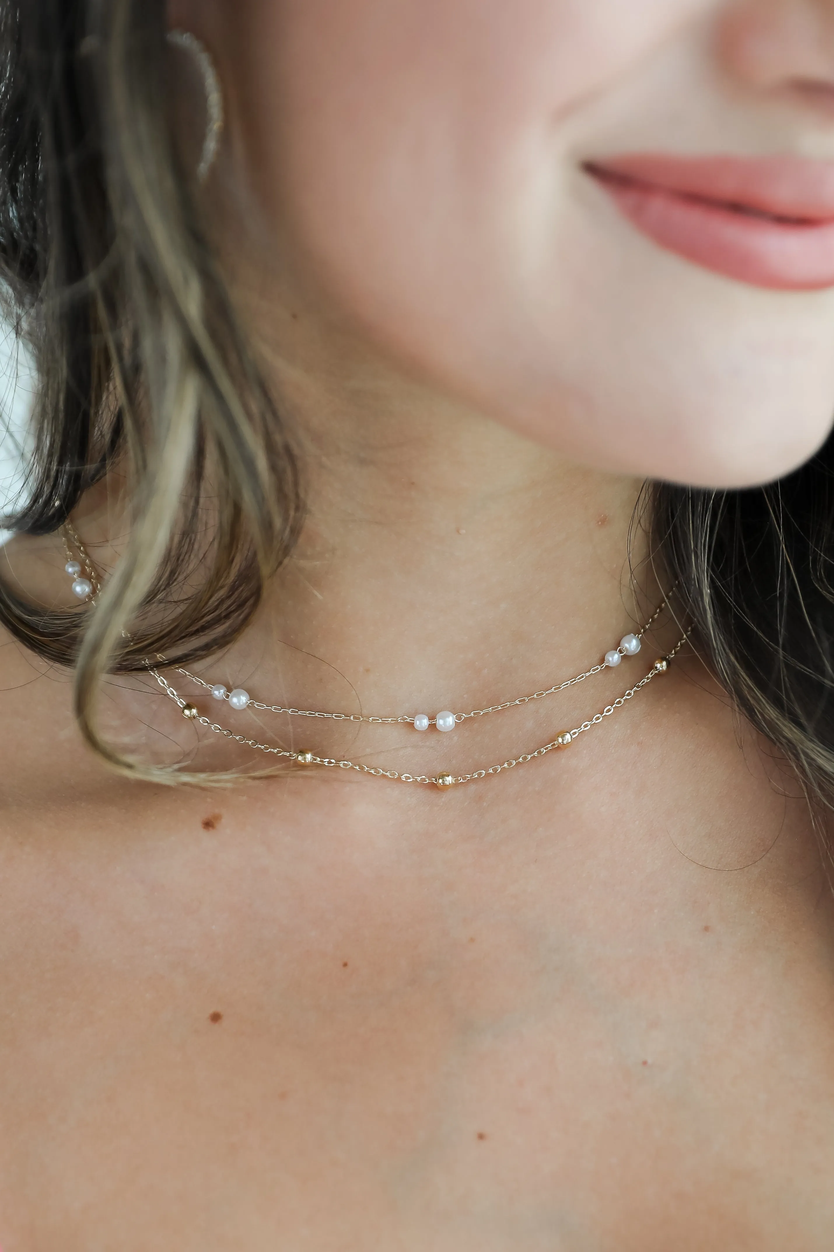 Brooke Gold Pearl Layered Chain Necklace