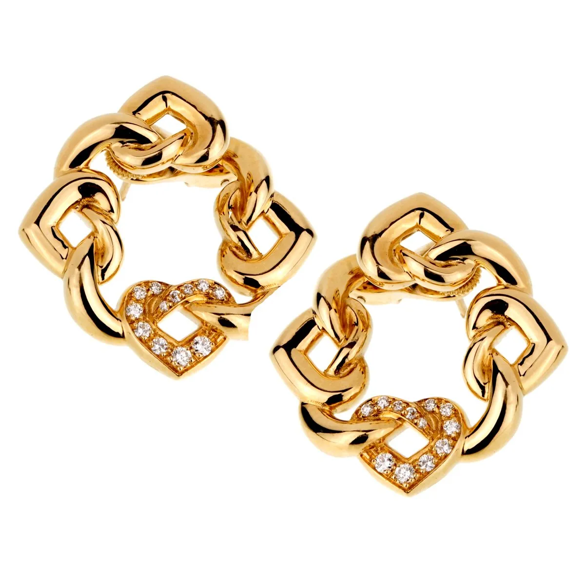 Bulgari Heart Diamond Gold Earrings