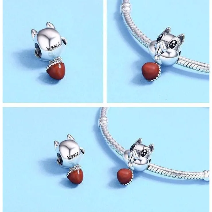 Bunny, Chipmunk, Raccoon & Owl Charms for Pandora Style Bracelets Sterling Silver