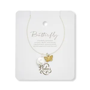 Butterfly & Pearl Amulet Necklace