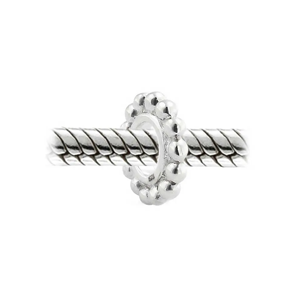 Caviar Cable Spacer Charm Bead in Sterling Silver for European Bracelets