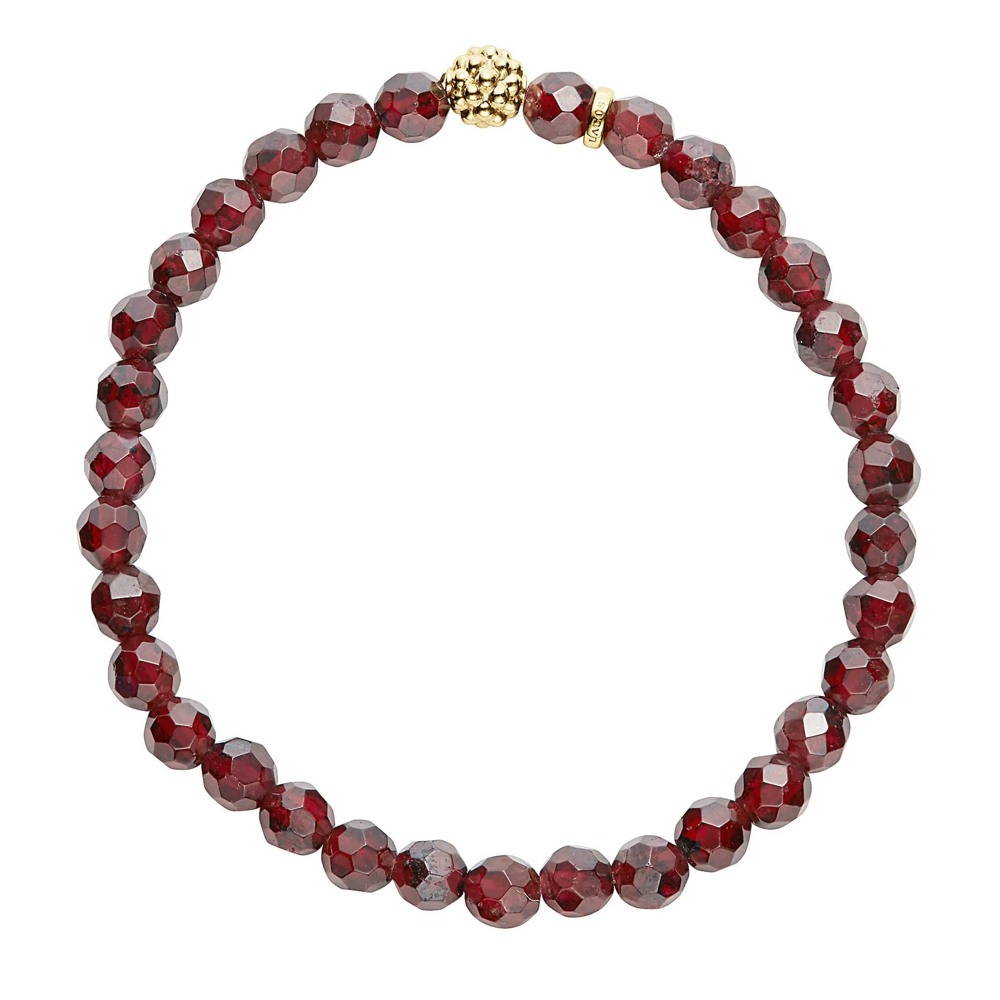 Caviar Icon Garnet Gold Station Bead Bracelet