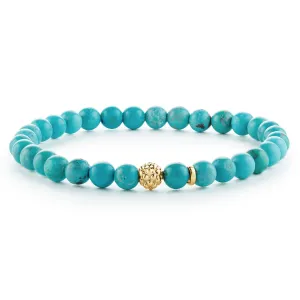 Caviar Icon Turquoise Gold Station Bead Bracelet