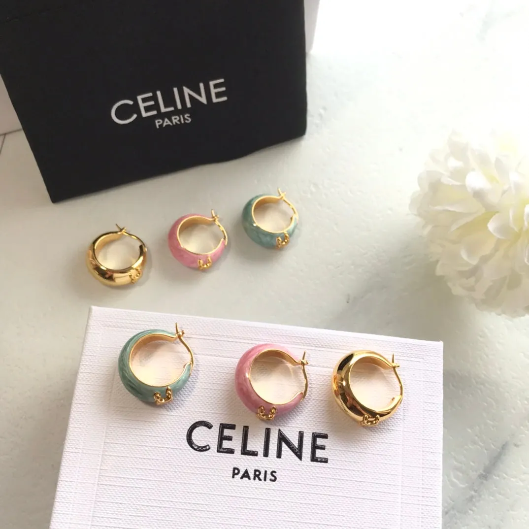 Celine Light Luxury Retro Pink Middle Age Earrings EHA86