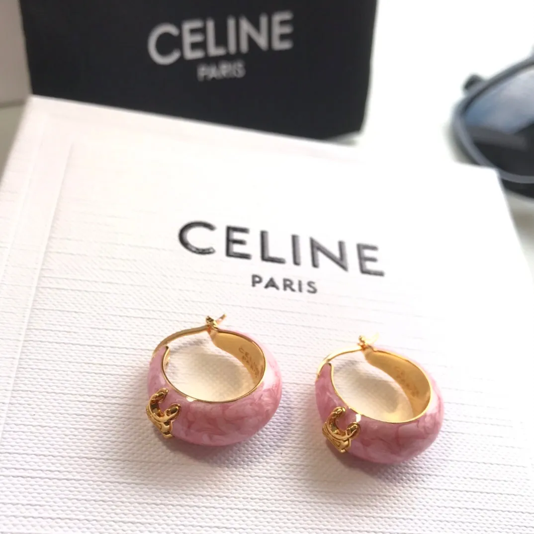 Celine Light Luxury Retro Pink Middle Age Earrings EHA86