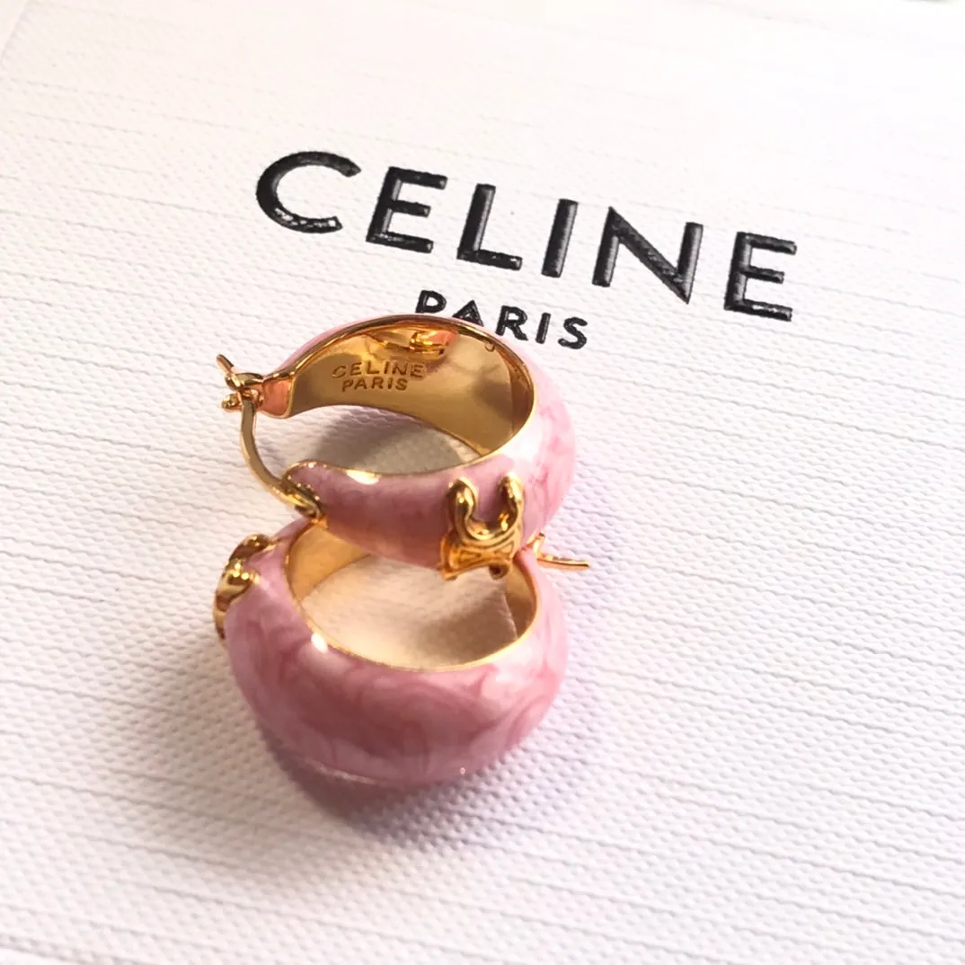 Celine Light Luxury Retro Pink Middle Age Earrings EHA86