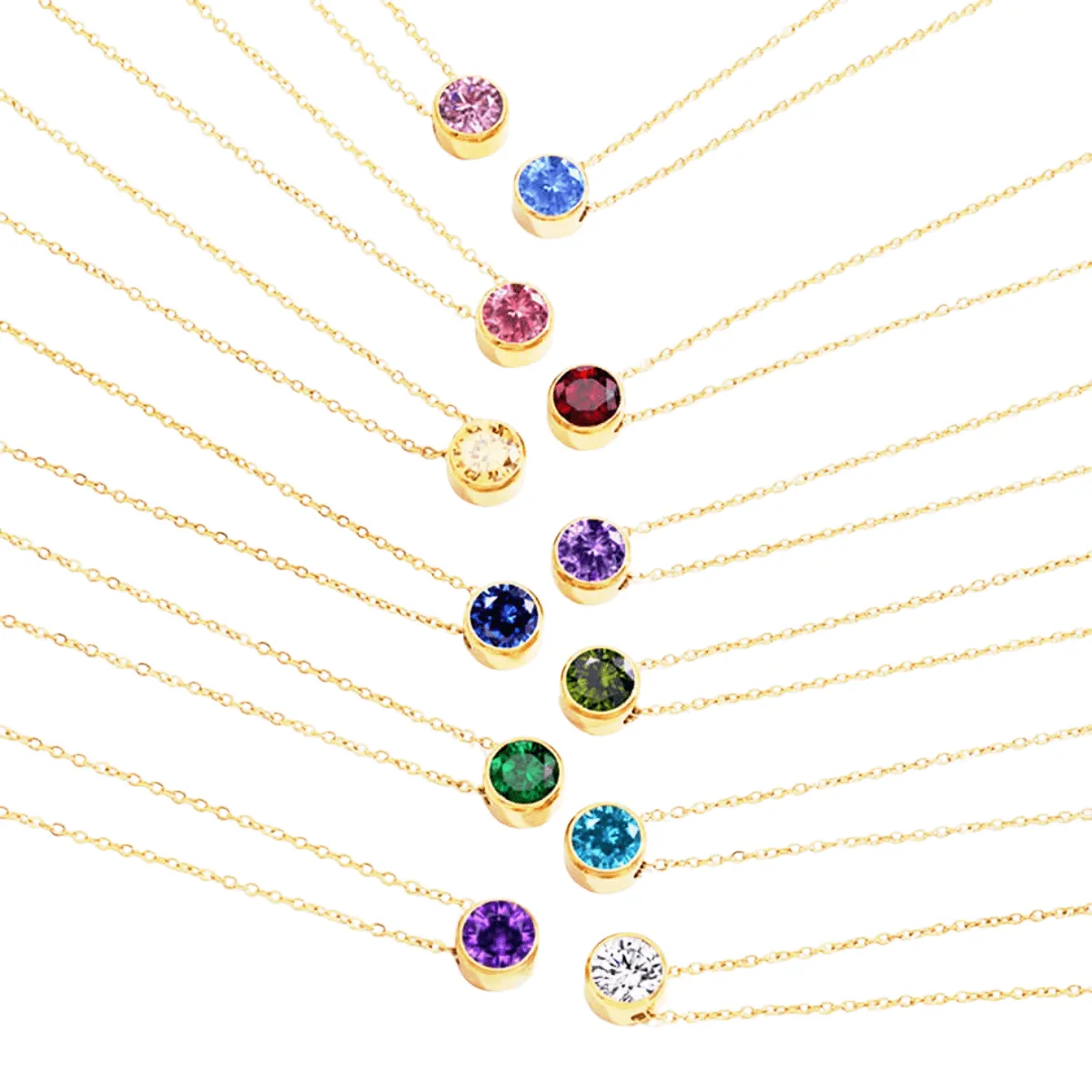 Classic Stainless Steel Birthstone Necklace