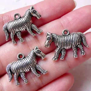 CLEARANCE Zebra Charms Animal Charm (3pcs / 24m x 16mm / Tibetan Silver / 2 Sided) Pendant Necklace Bracelet Bangle Anklet Keychain Wine Charm CHM1324