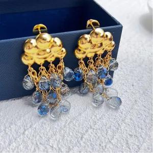 Cloud Design Blue Stones Drop Earrings