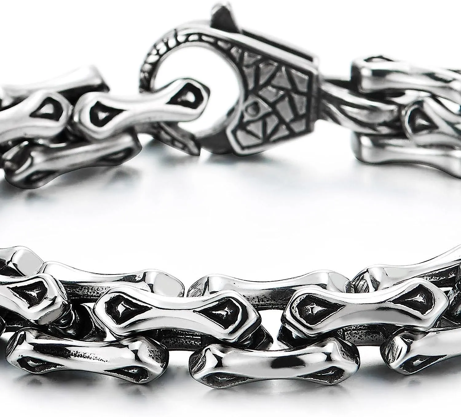 COOLSTEELANDBEYOND Mens Stainless Steel Link Chain Bracelet, Braided Interwoven, Unique Style