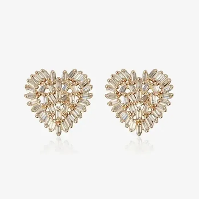 Crystal Heart Stud Earrings